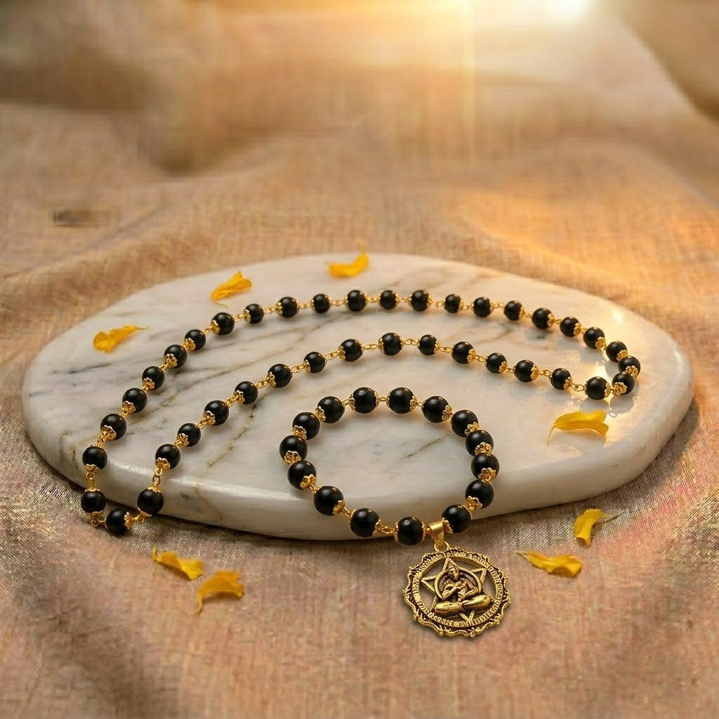 Ultimate Protection Shield: Original Karungali Mala & Gold Hanuman Kavach